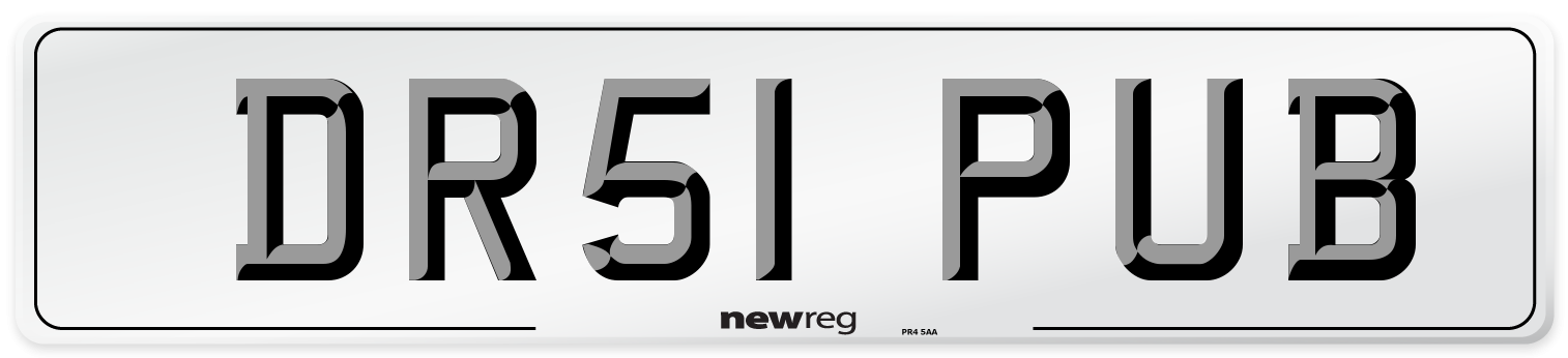 DR51 PUB Number Plate from New Reg